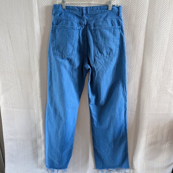 Mango Nora Button Fly Wide Leg High Rise Jeans Vibrant Blue Size 10 Denim - Picture 4 of 10